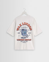 wax london men's Milton - Off White Organic Cotton Laundry Graphic T-Shirt