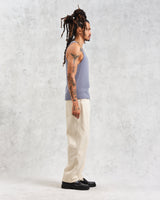 wax london men's Montague - Blue Ribbed Organic Cotton Vest