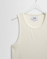 wax london men's Montague - Ecru Ribbed Organic Cotton Vest