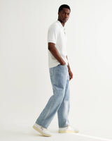 wax london men's Naples - Ecru Retro Diamond Knitted Polo