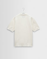 wax london men's Naples - Ecru Retro Diamond Knitted Polo