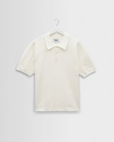 wax london men's Naples - Ecru Retro Diamond Knitted Polo
