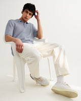 wax london men's Naples - Light Blue Mini Geometric Knitted Polo
