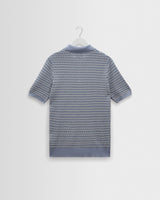 wax london men's Naples - Light Blue Mini Geometric Knitted Polo
