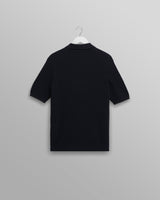 wax london men's Naples - Navy Diamond Stripe Knitted Polo
