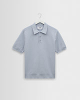 wax london men's Naples - Pale Blue Retro Diamond Knitted Polo