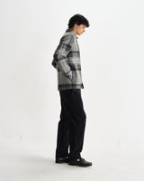 wax london men's Nolan - Grey And Blue Check Wool Overshirt