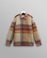 wax london men's Nolan - Natural And Multicolour Check Wool Overshirt