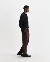 wax london men's Oban - Black Diamond Stripe Knitted Polo