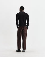 wax london men's Oban - Black Diamond Stripe Knitted Polo
