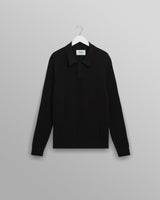 wax london men's Oban - Black Diamond Stripe Knitted Polo