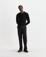 wax london men's Oban - Black Worsted Wool Knitted Polo