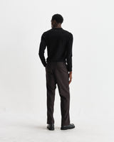 wax london men's Oban - Black Worsted Wool Knitted Polo