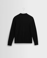 wax london men's Oban - Black Worsted Wool Knitted Polo