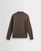 wax london men's Oban - Brown Marl Worsted Wool Knitted Polo