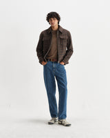 wax london men's Osier - Navy And Brown Drawn-Check Italian Wool Jacket