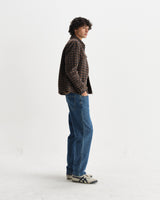 wax london men's Osier - Navy And Brown Drawn-Check Italian Wool Jacket
