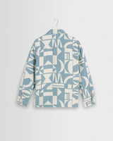 wax london men's Otto - Light Blue And Ecru Quilted Jacquard Overshirt
