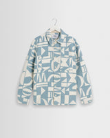 wax london men's Otto - Light Blue And Ecru Quilted Jacquard Overshirt