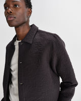 wax london men's Rockley - Black Floral Quilted Cotton Overshirt