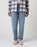wax london men's Russell - Blue Wash Selvedge Straight Fit Denim Jeans