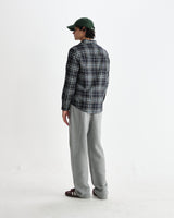 wax london men's Shelly - Navy And Multicolour Seersucker Flannel Shirt