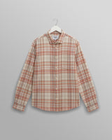 wax london men's Shelly - Rust And Multicolour Seersucker Flannel Shirt