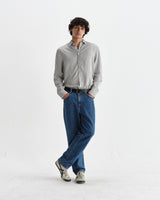 wax london men's Shelly - Sage Viscose Stripe Shirt