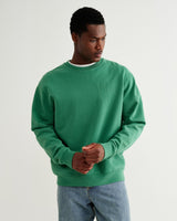 wax london men's Sidney - Washed Green Embroidered Brushed Cotton Sweatshirt