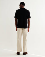 wax london men's Siena - Black Boucle Knitted Polo Shirt