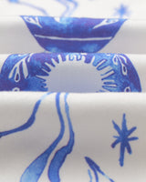 wax london Sloane - White And Blue Doodle Neck Scarf