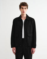 wax london men's Strand - Black Cotton Tencel Twill Jacket