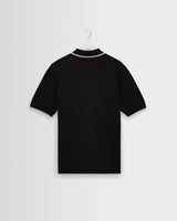 wax london men's Tellaro - Black And Ecru Retro Embroidered Shirt