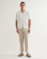 wax london men's Tellaro - Ecru Flower Jacquard Shirt