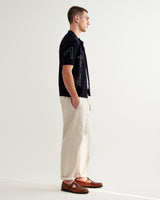 wax london men's Tellaro - Navy And Multicolour Shapes Embroidered Shirt