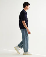 wax london men's Tellaro - Navy Flower Jacquard Shirt