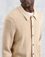 wax london Tristan - Sand Cable Stitch Knitted Shirt