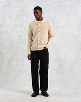 wax london Tristan - Sand Cable Stitch Knitted Shirt