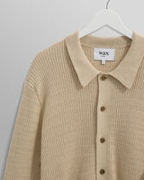 wax london Tristan - Sand Cable Stitch Knitted Shirt