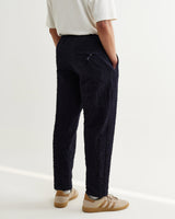wax london men's Tyne - Dark Navy Jumbo Seersucker Loose Fit Trousers