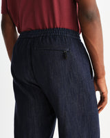 wax london men's Tyne - Navy Wool Blend Trousers