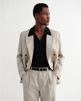 wax london men's Vigo - Natural Linen Double-Breasted Blazer