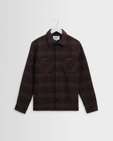 wax london men's Whiting - Brown And Blue Skate Check Overshirt