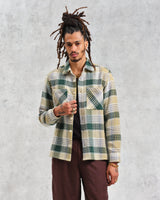 wax london Whiting - Ecru And Green Addle Check Overshirt