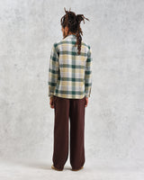 wax london Whiting - Ecru And Green Addle Check Overshirt