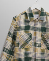 wax london Whiting - Ecru And Green Addle Check Overshirt