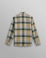 wax london Whiting - Ecru And Green Addle Check Overshirt