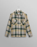 wax london Whiting - Ecru And Green Addle Check Overshirt