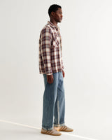 wax london men's Whiting - Ecru And Multicolour Hutton Check Overshirt