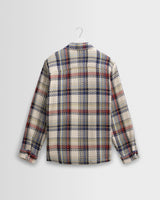 wax london men's Whiting - Ecru And Multicolour Jazz Weave Overshirt